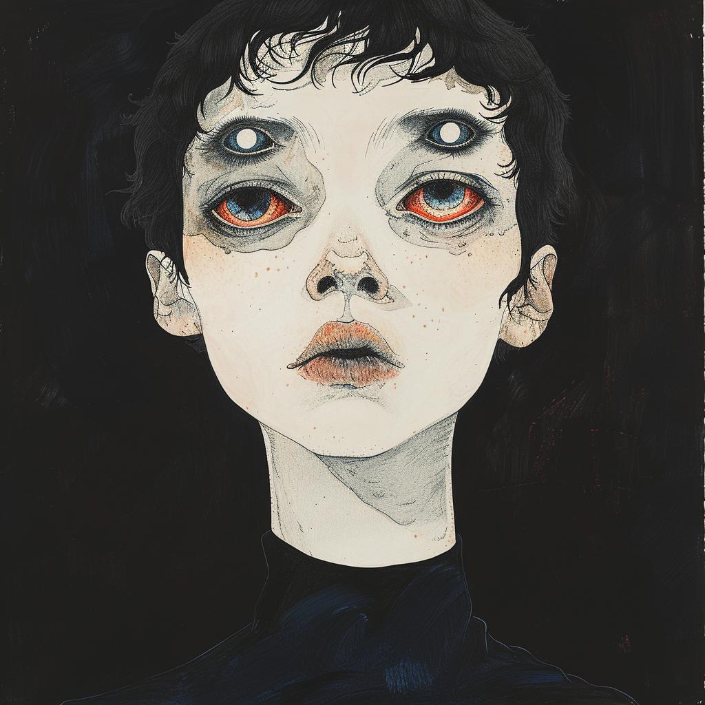 portrait  androgynous  seven  eyes  colorful  painting  emotion  abstract  expressive  unique 971810