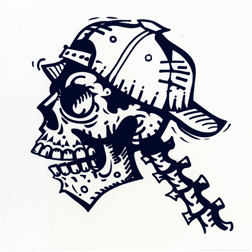 skull  baseball  cap  drawing  graphic  black  white  illustration  dark  character 1027707