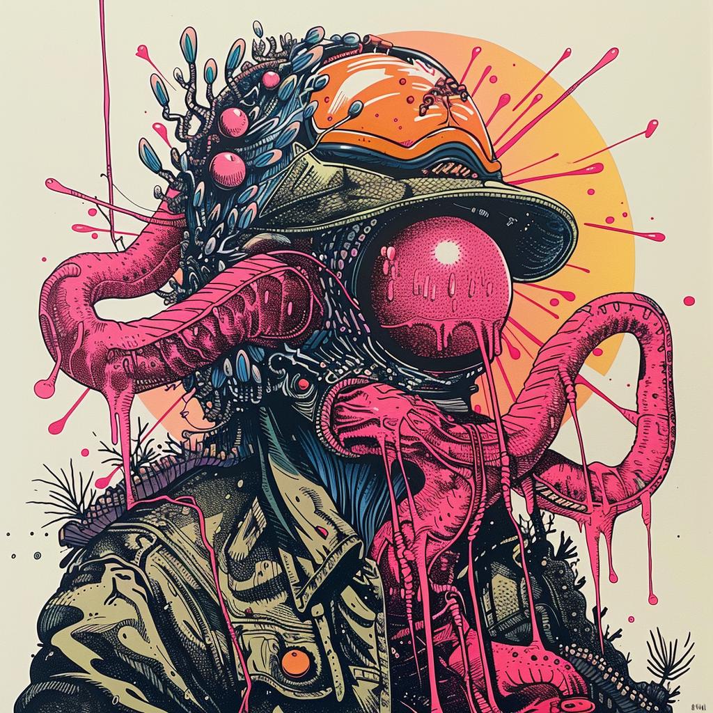 man  helmet  tentacles  painting  dark  horror  surreal  japanese  art  fantasy 948390