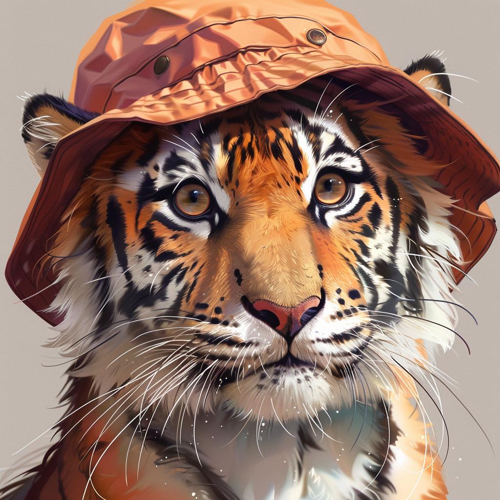 tiger  kawaii  cartoon  animating  close-up  bucket-hat  2D  whimsical  cute  RalphBakshi 971247