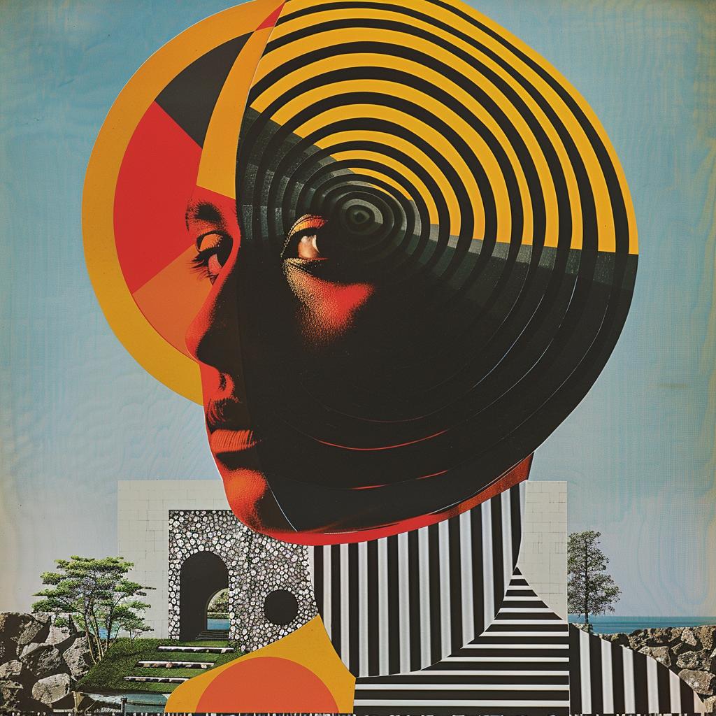 surreal  album  poster  hyper-realistic  screenprinting  Alexander  Girard  woman  abstract  design 960490