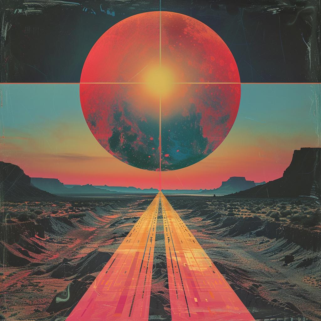 album  cover  1980s  synthwave  electro  planet  sun  Tycho  trippy  geometric 960807