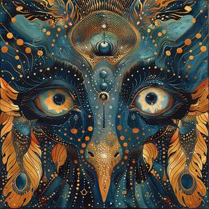 owl  gold  blue  feathers  surreal  mystical  dark  occult  fantasy  artwork 1077192