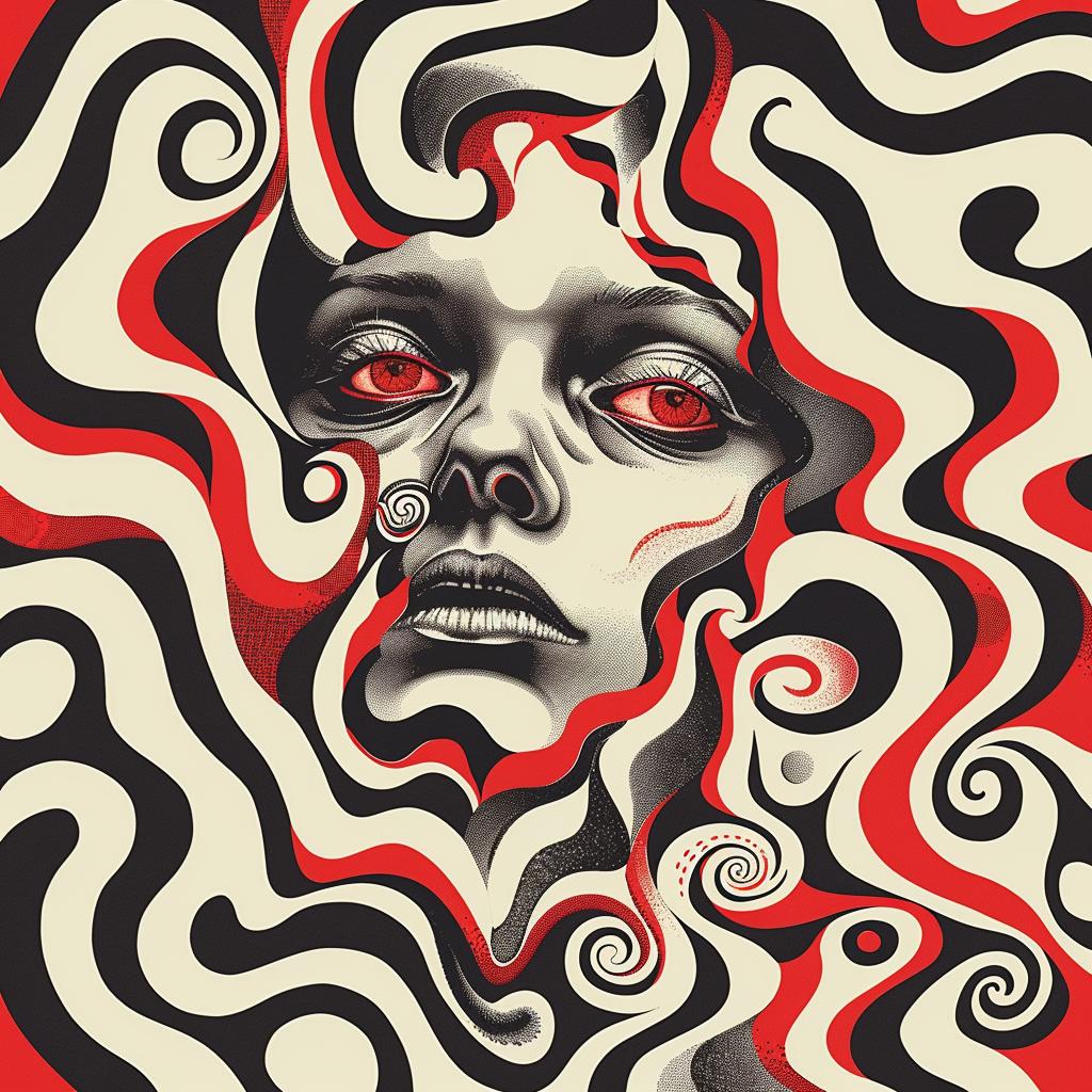red  cream  collage  vector  woman  patterns  svg  illustration  eyes  hair 918128