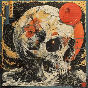surreal  album  cover  skull  sun  hyper-realistic  screenprinting  creative  art  illustration 1078386