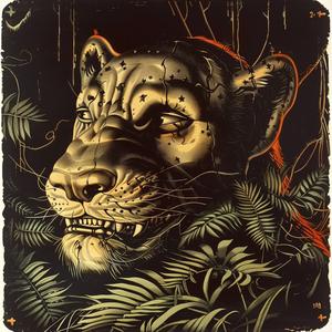 lion  jungle  poster  chromolithography  wildlife  animal  vivid  art  nature  graphic 1040754