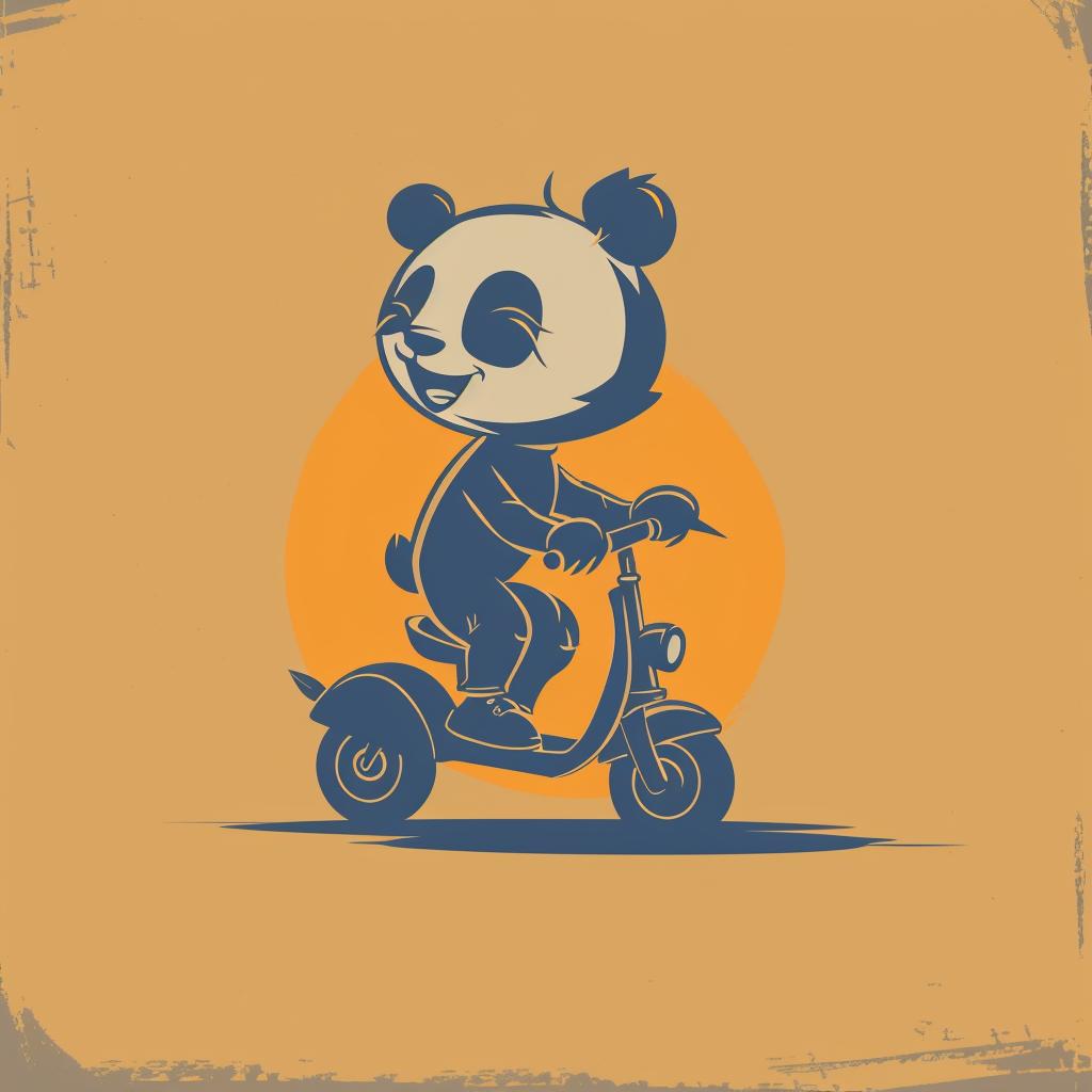 panda  scooter  happy  minimal  yellow  simple  cartoon  cute  illustration  art 955434
