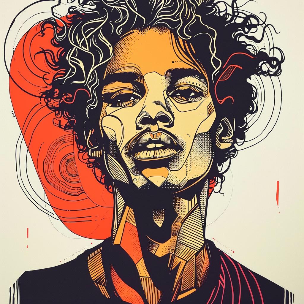 Pop  Art  African-American  man  curly  hair  digital  art  white  background 937920