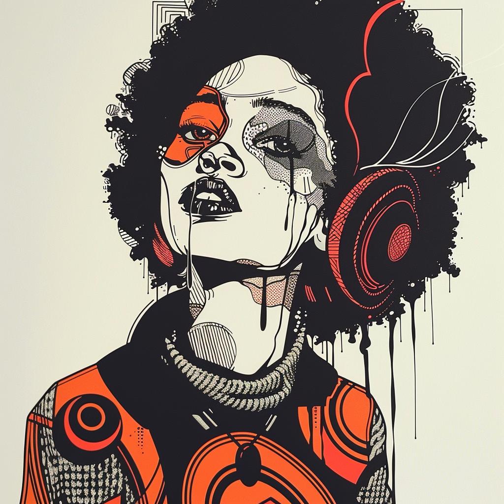 Pop Art  African-American  model  sweater  afro  eye makeup  white background  fashion  portrait  colorful 939070