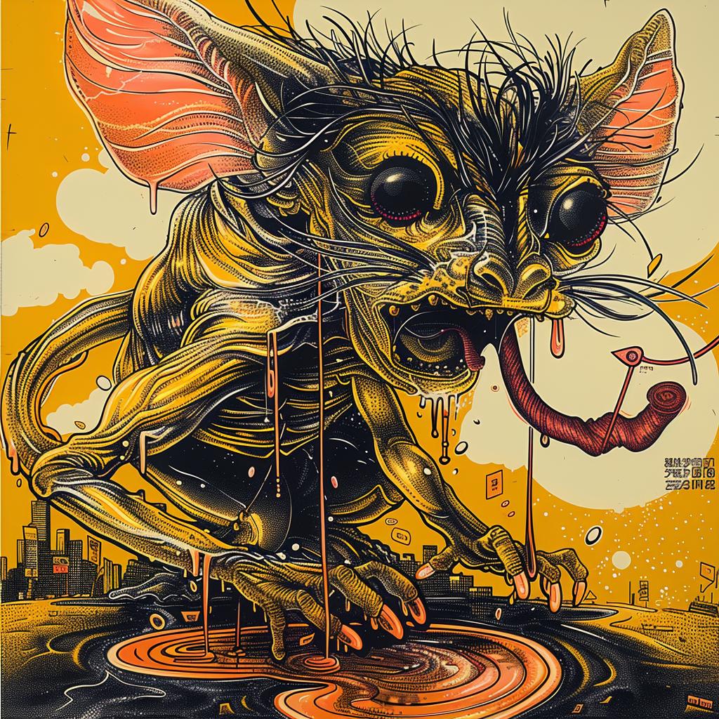 rat  painting  large  head  tail  surreal  whimsical  colorful  Japanese  quirky 948647