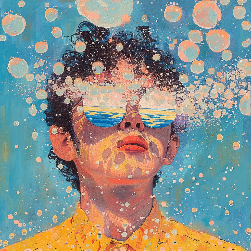 surreal  album  cover  pointillism  bubbles  man  face  splash  creative  art 977301
