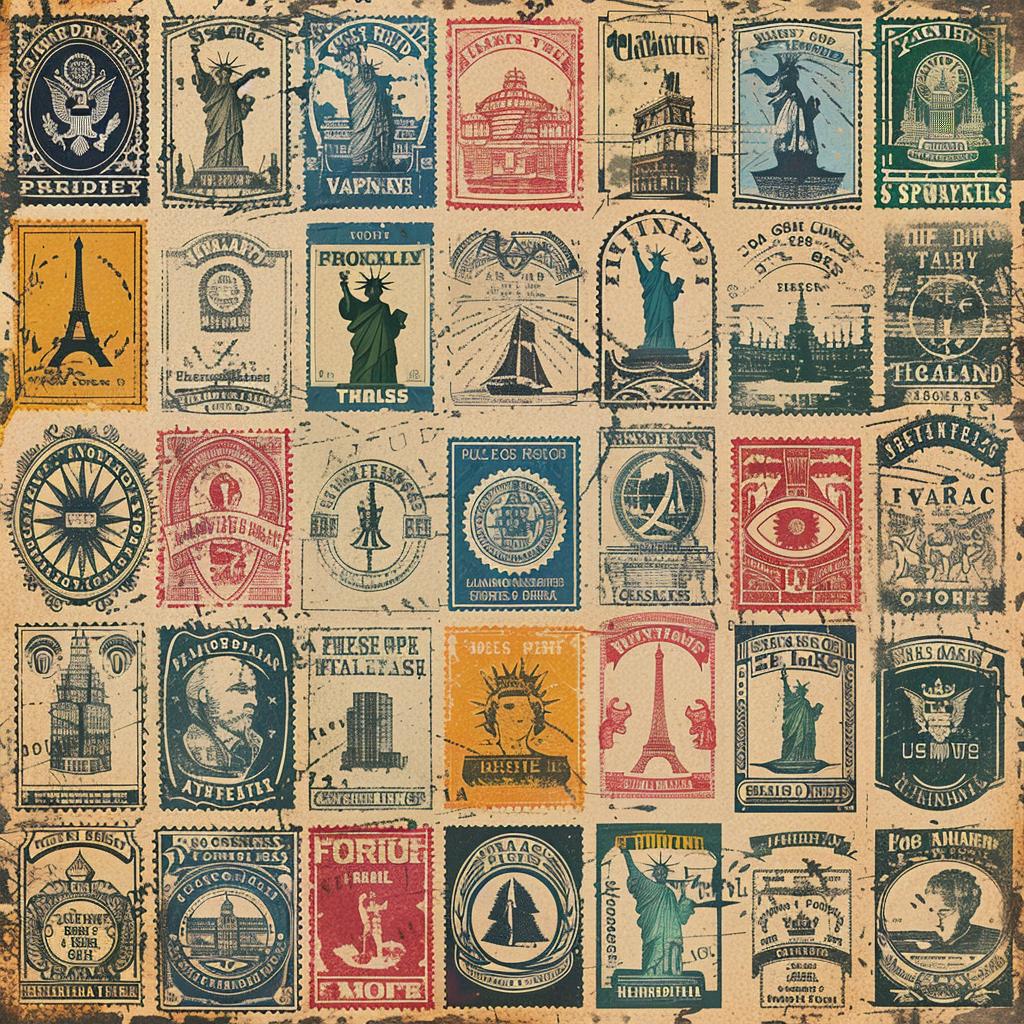 stamps  vintage  collection  paper  artwork  distressed  design  historical  postal  graphic 918256