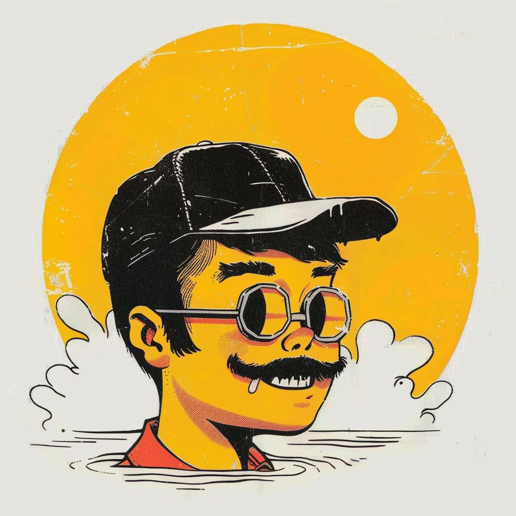 surreal  album  cover  man  mustache  glasses  character  cartoon  illustration  art 978212