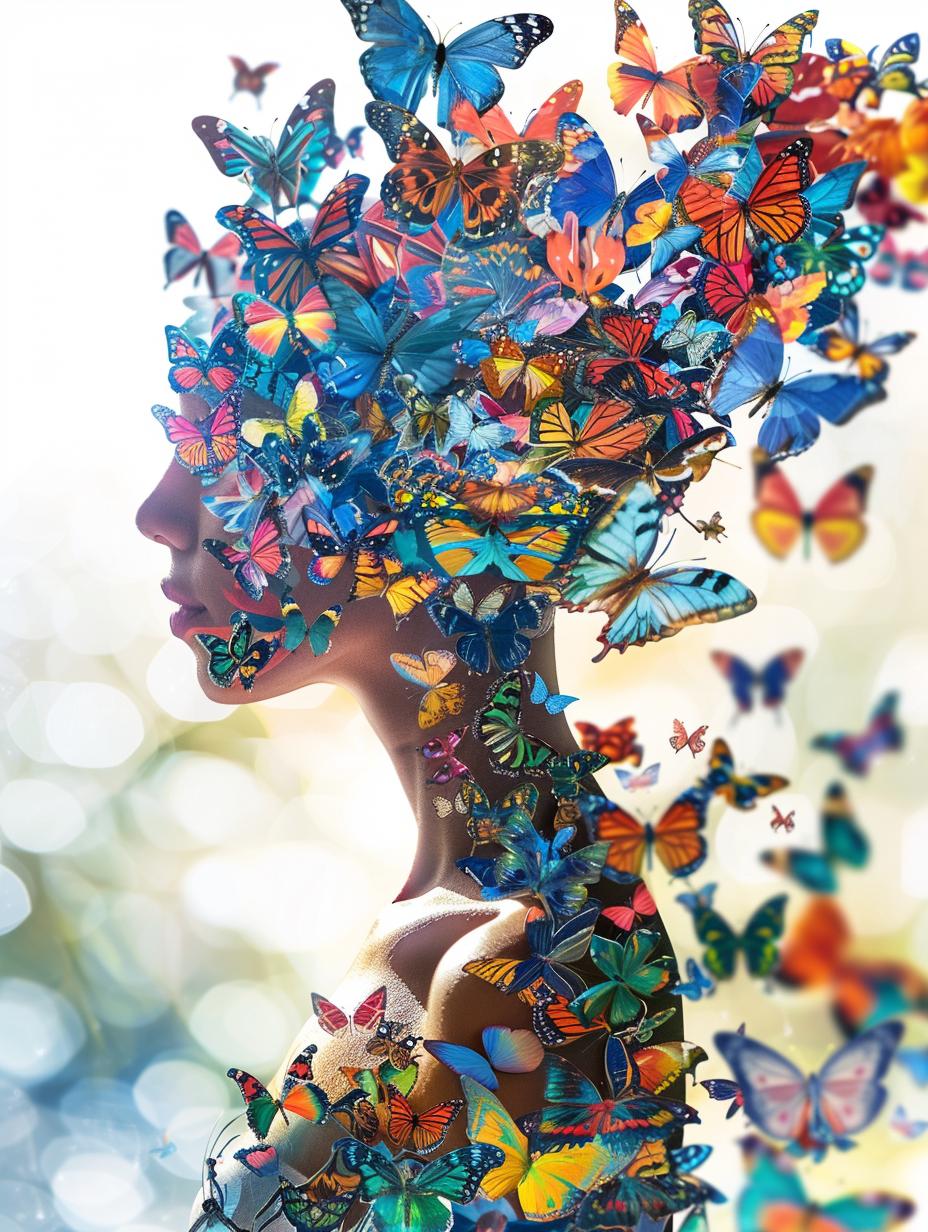 butterflies  silhouette  woman  nature  light  bloom  ethereal  graceful  delicate  flight 953834