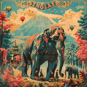 poster  band  balloons  elephant  chromolithography  colorful  artwork  whimsical  playful  design 1056816
