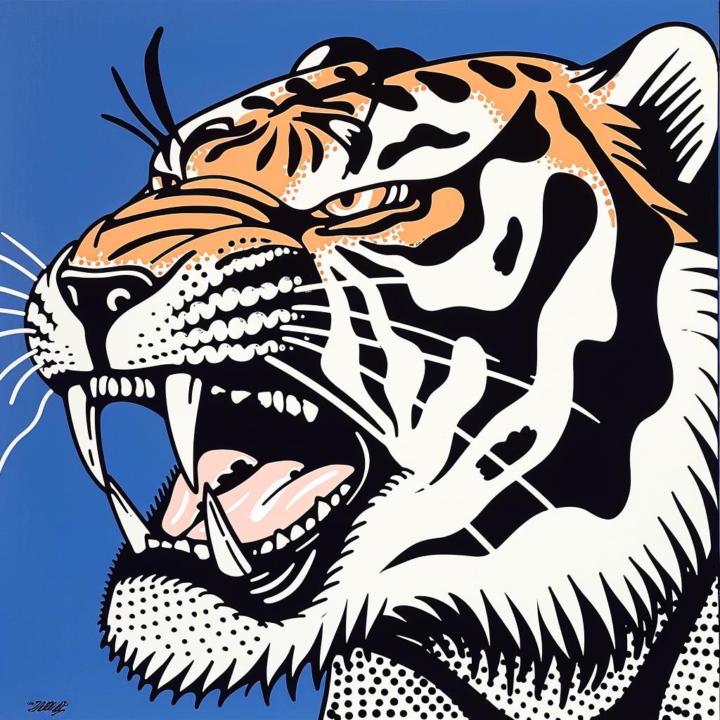 tiger  snarling  blue  background  graphic  vivid  fierce  animal  stylized  bold 1022140