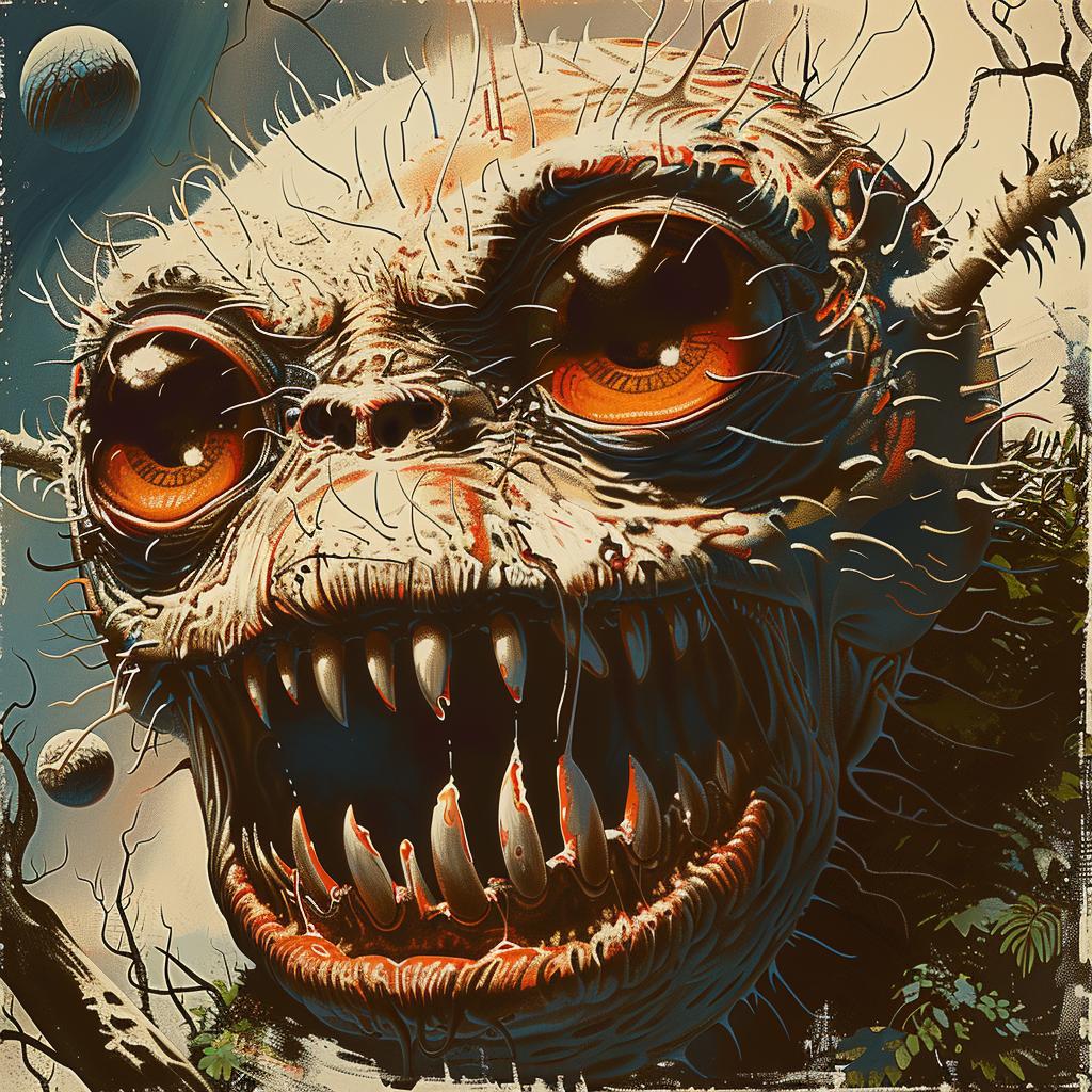 monster  orange  eyes  painting  creature  vibrant  colorful  expression  artistic  visual 966623