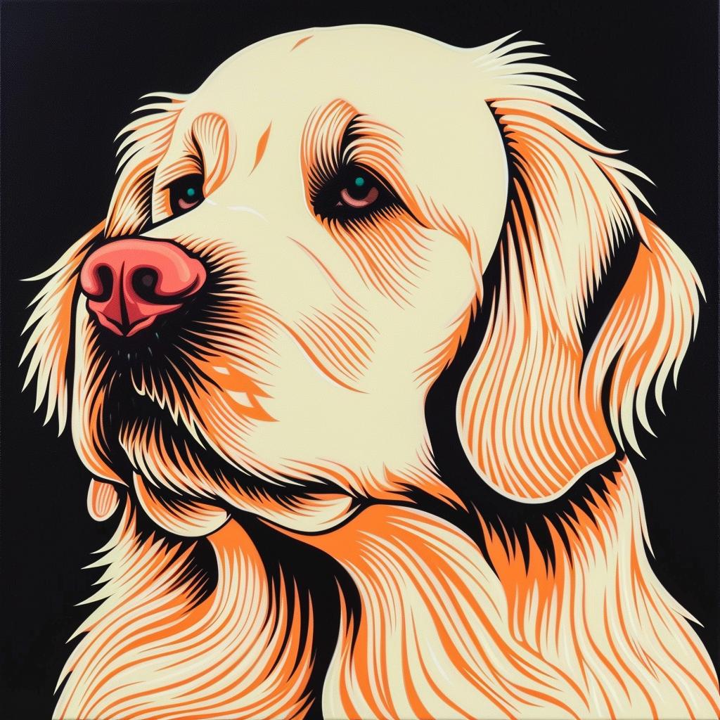 goldenretriever  dog  black  background  art  painting  elegant  bold  contrasting  friendly 973857