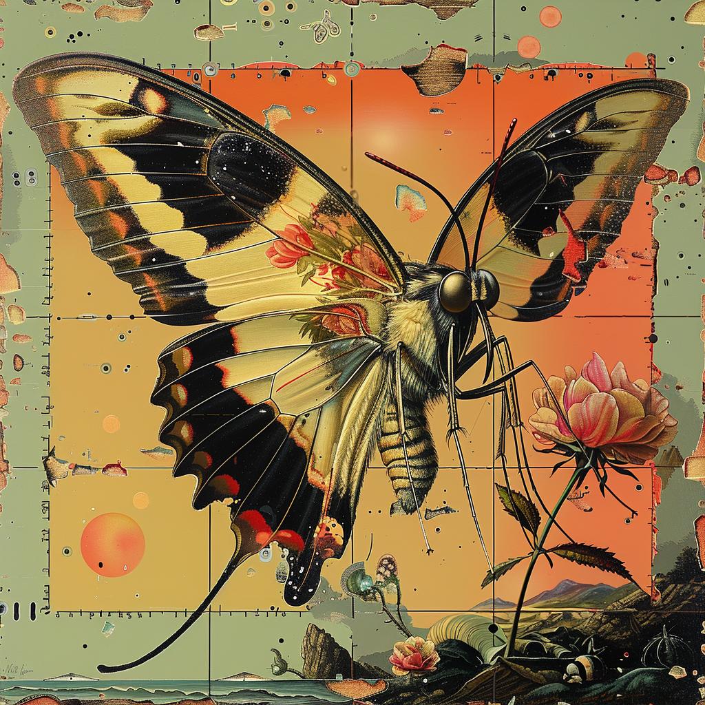 butterfly  flower  painting  chromolithography  nature  vibrant  garden  decorative  color  wall 1015661