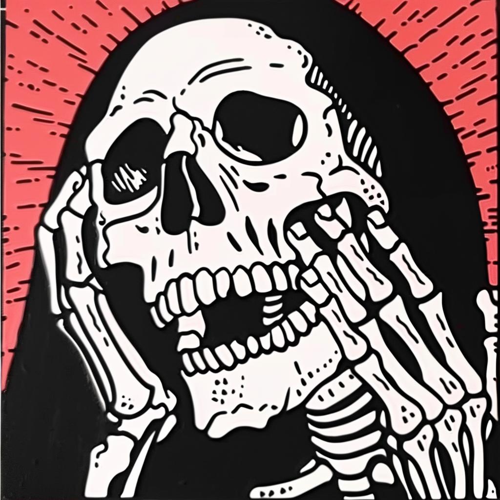 skeleton  painting  black  red  hood  dramatic  art  expression  mysterious  gothic 1024307