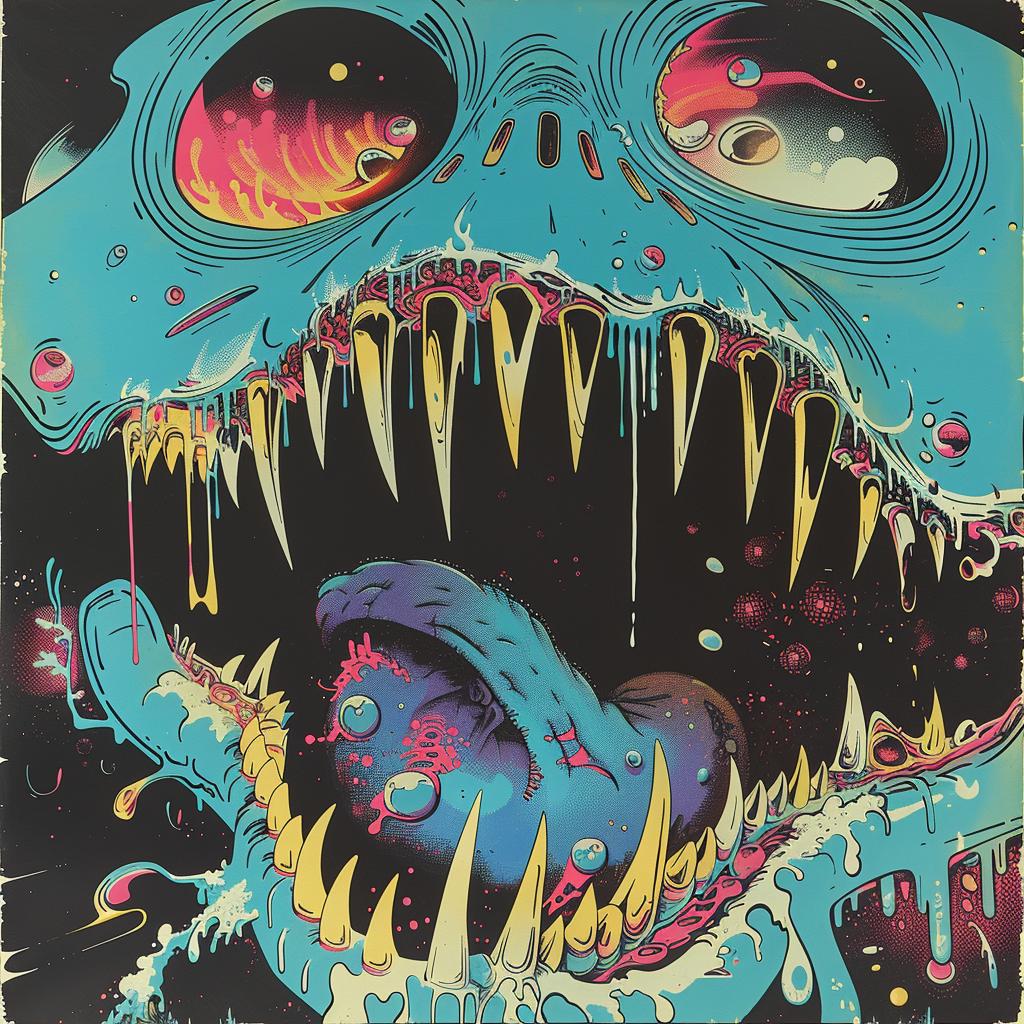غلاف ألبوم Nychos البسيط بتصميم فم جمجمة صارخة من فن عتيق 960654