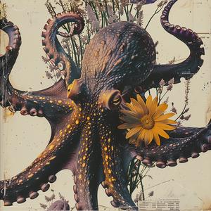 octopus  flowers  head  chromolithography  artistic  vibrant  aquatic  color  nature  decorative 1038189