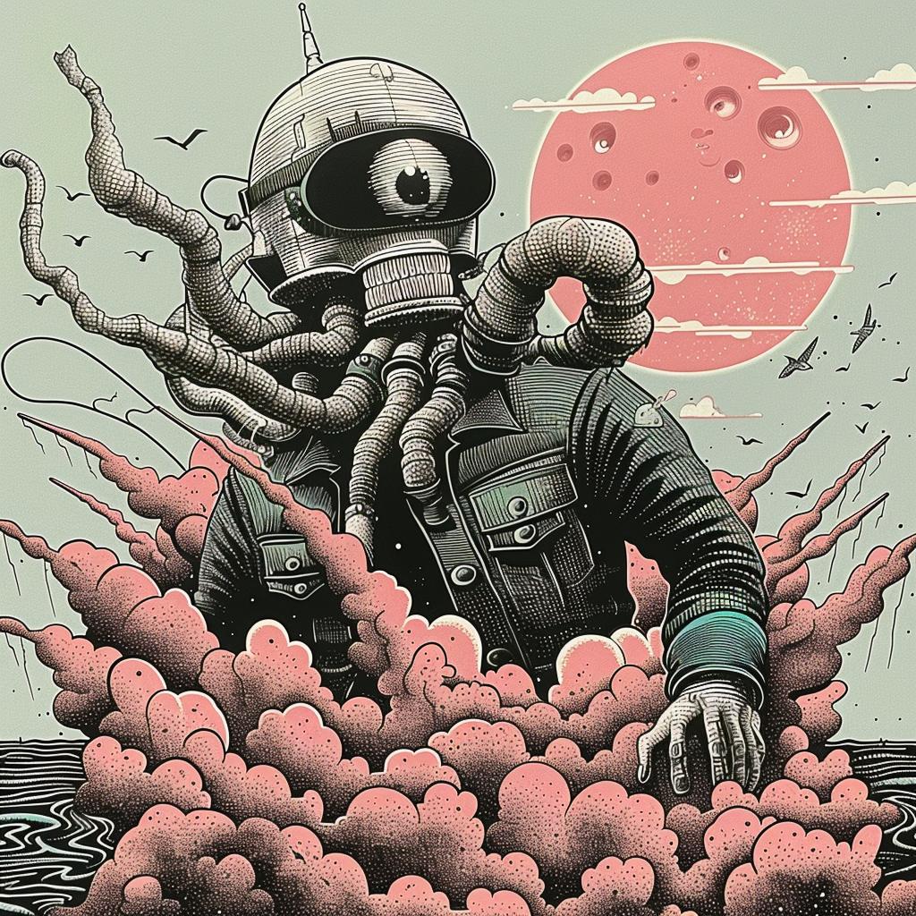 octopus  poster  japanese  suit  man  illustration  art  colorful  marine  design 946285