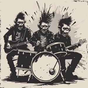 punk  band  apes  drums  guitar  performance  music  illustration  monkeys  vibes 1077215
