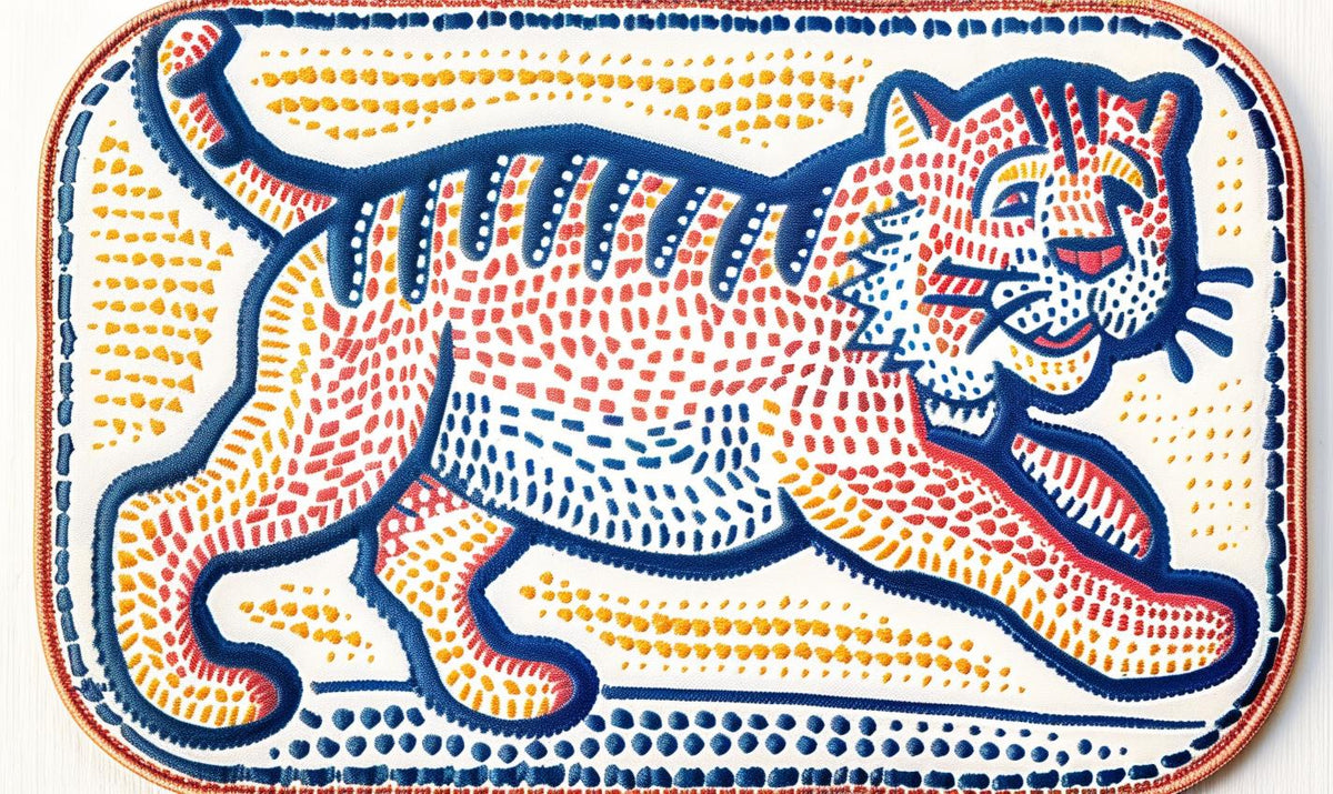 tiger  painting  stripes  colorful  red  blue  yellow  patch  streetwear  chenille 961063