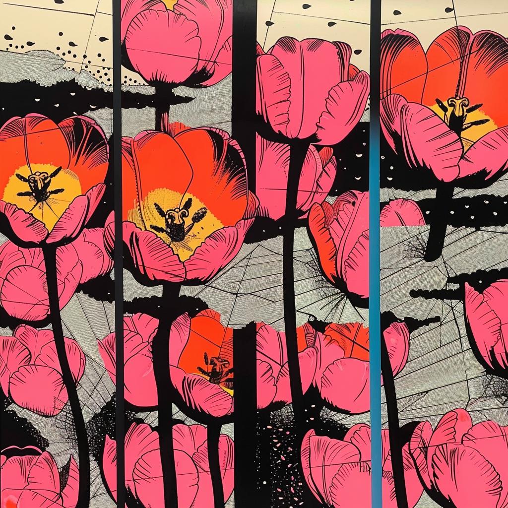 tulips  perspective  nighttime  arctic  dark  sky  flowers  colorful  Jean  Giraud 1021016