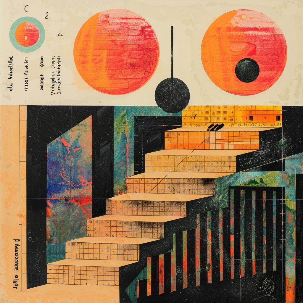 stairs  orange  ball  naturalistic  occult  paint  axonometrics  abstract  spiritual  colorful 974772