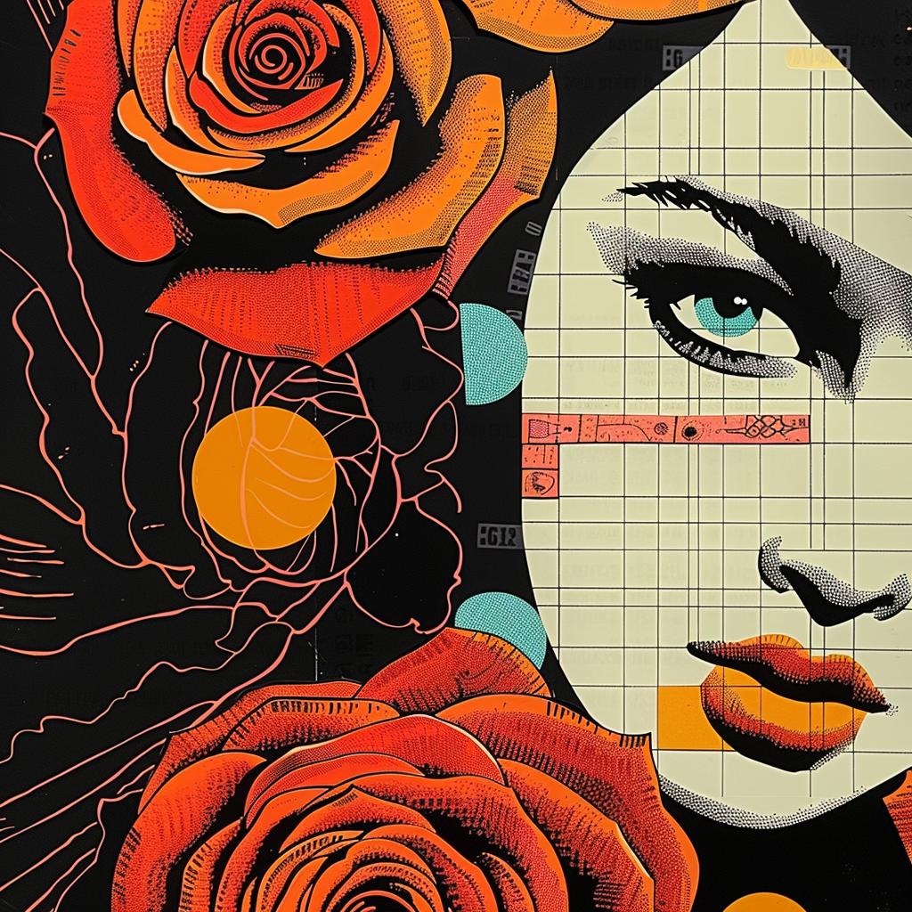 painting  woman  roses  face  abstract  impressionism  collage  graphic  art  design 968073