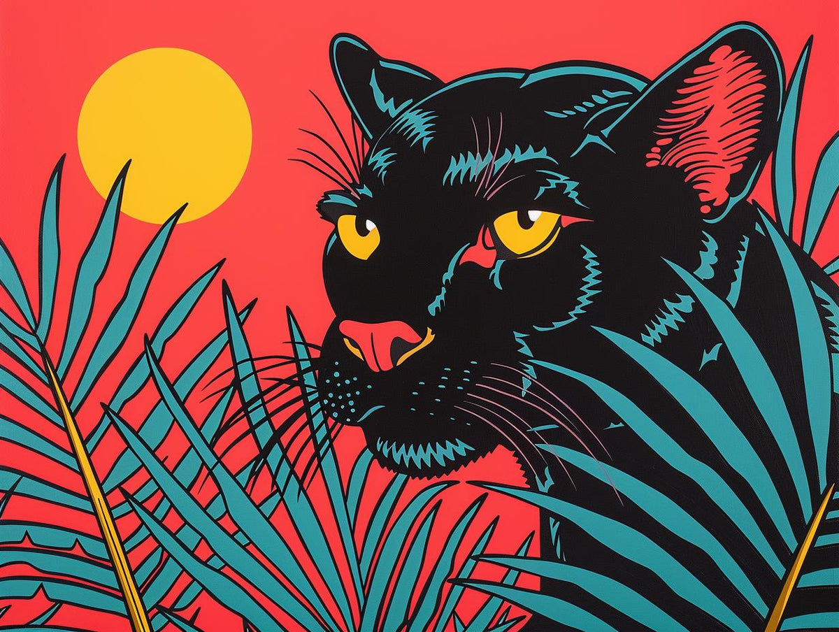 وشم أحمر لأوراق نمر وعيون صفراء، رسم توضيحي قديم من SailorJerry، رقم 919509