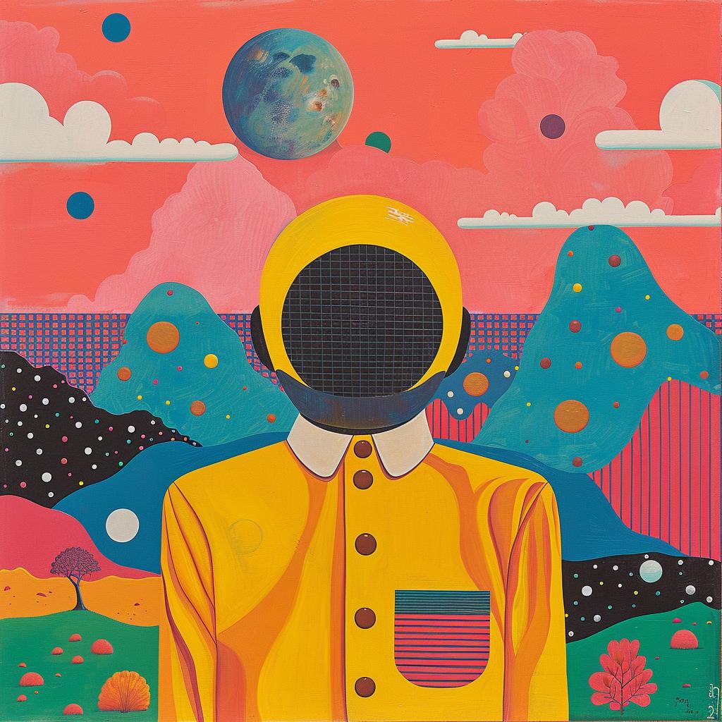 surreal  album  cover  astronaut  space  yellow  colorful  artistic  modern  whimsical 1019236