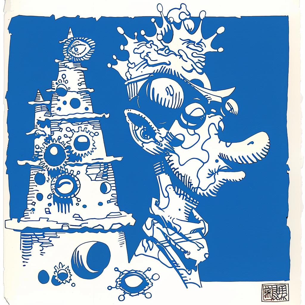 album  art  collage  surrealism  blue  white  man  vintage  psychedelic  tower 1026610