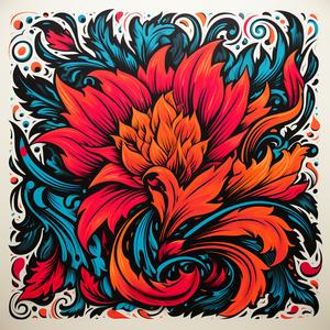 flower  colorful  framed  tattoo  design  bold  neon  vibrant  elements  artnouveau 1078700