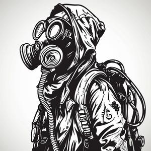 man  gasmask  hoses  covering  face  backpack  surreal  art  portrait  mysterious 1070896