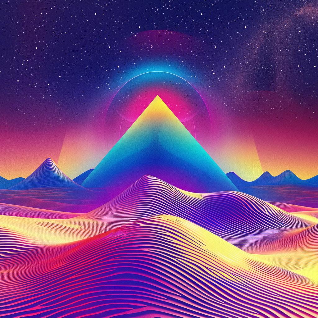 psychedelic  desert  pyramid  stars  colorful  dreamlike  surreal  vibrant  landscape  art 967293