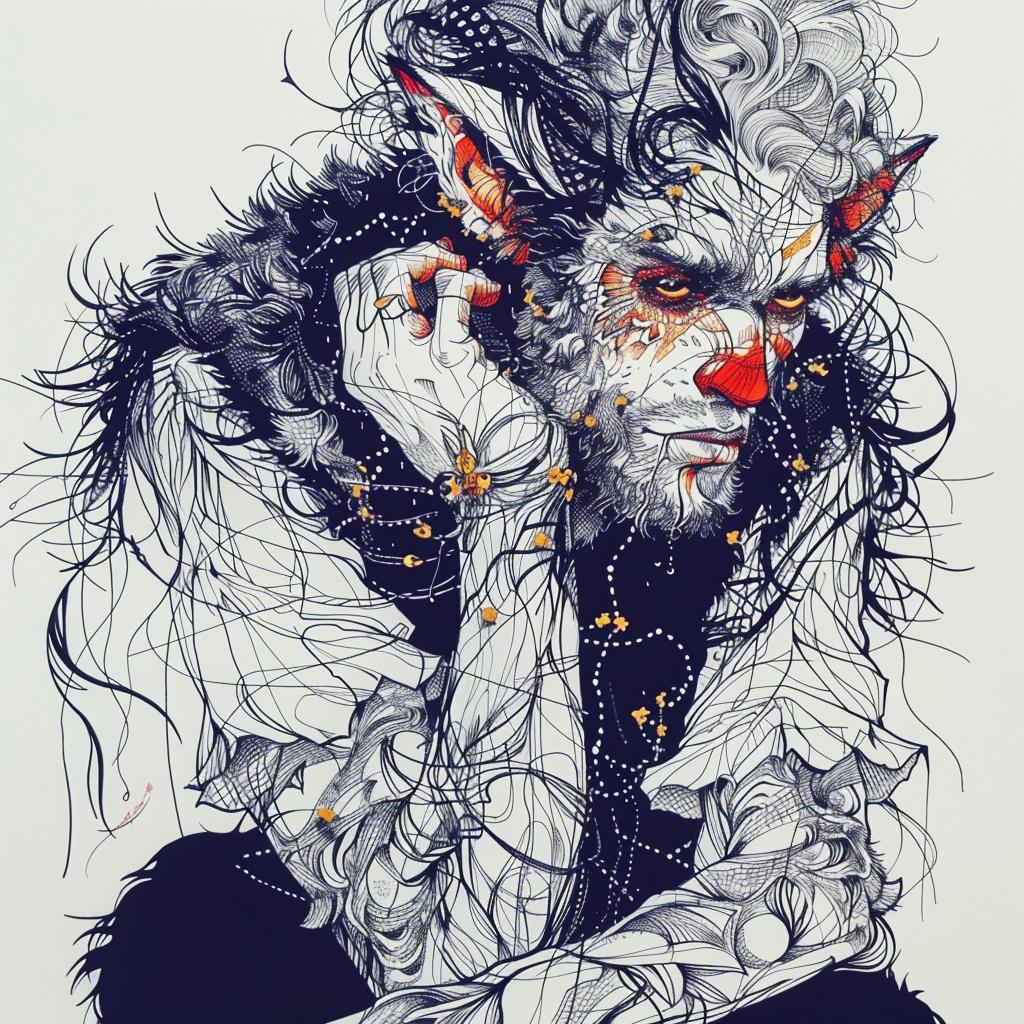 hybrid  frankenstein  dracula  man  longhair  horns  drawing  mythical  fantasy  unique 952408