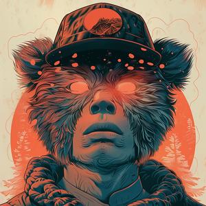 poster  movie  bear  hat  album  cover  Risograph  hyper-realistic  symbolist  creative 1077437