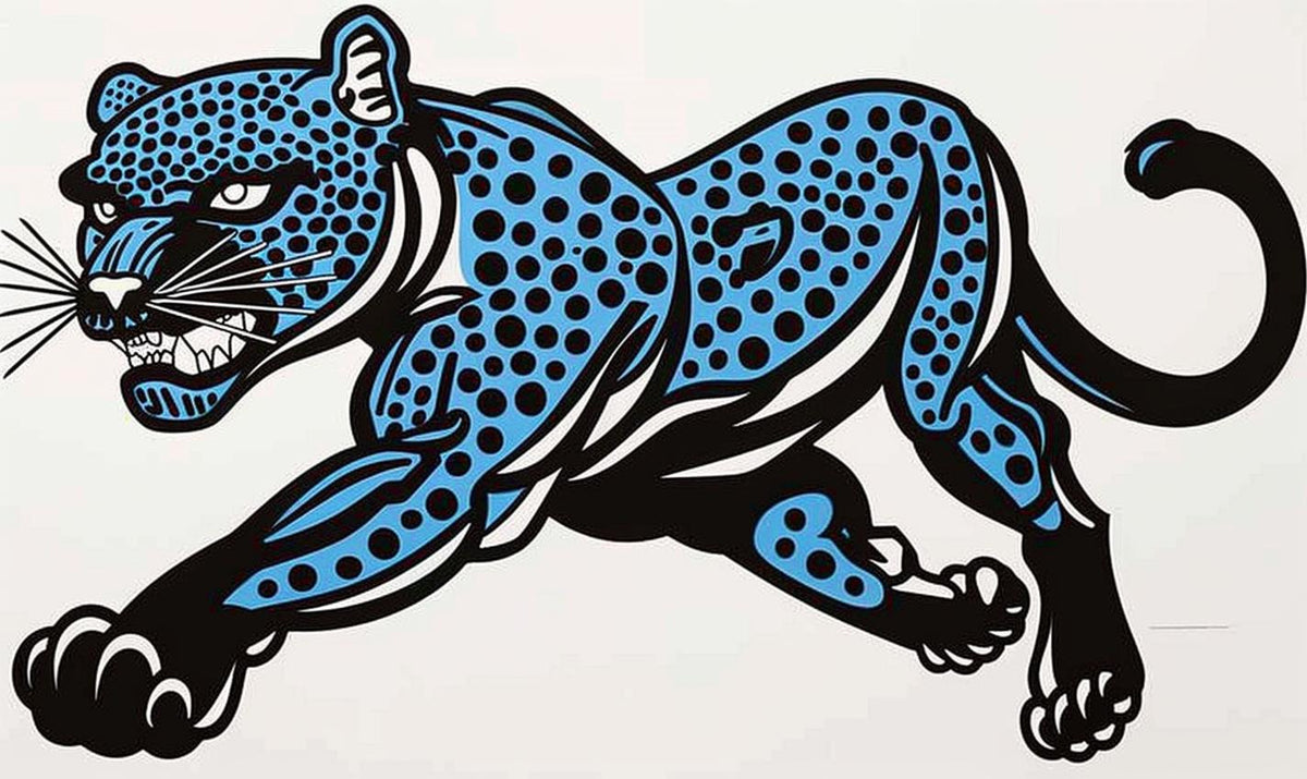 panther  leaping  blue  black  leopard  running  ground  stylized  art  wildlife 1022112