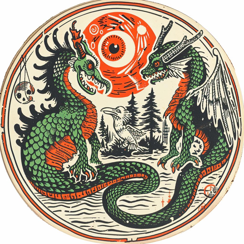 dragon  bird  circular  design  spiritual  dark  occult  naturalistic  provocative  art 933648