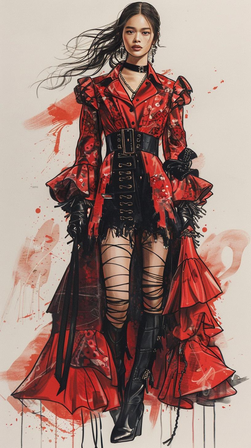 fashion  illustration  woman  30-year-old  Alexander  McQueen  Minju  Kim  style  dress 953649