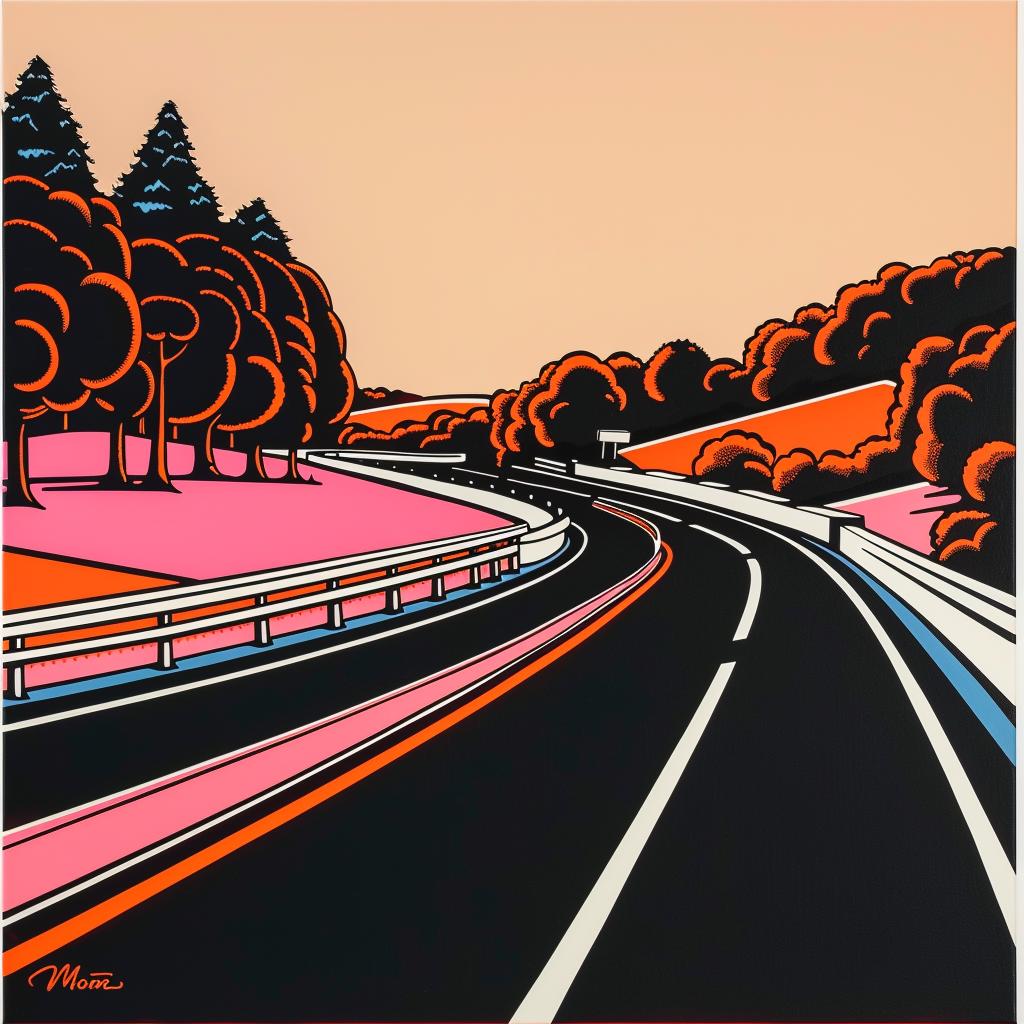 road  trees  sky  landscape  painting  nature  blue  path  rural  scenery 1022281