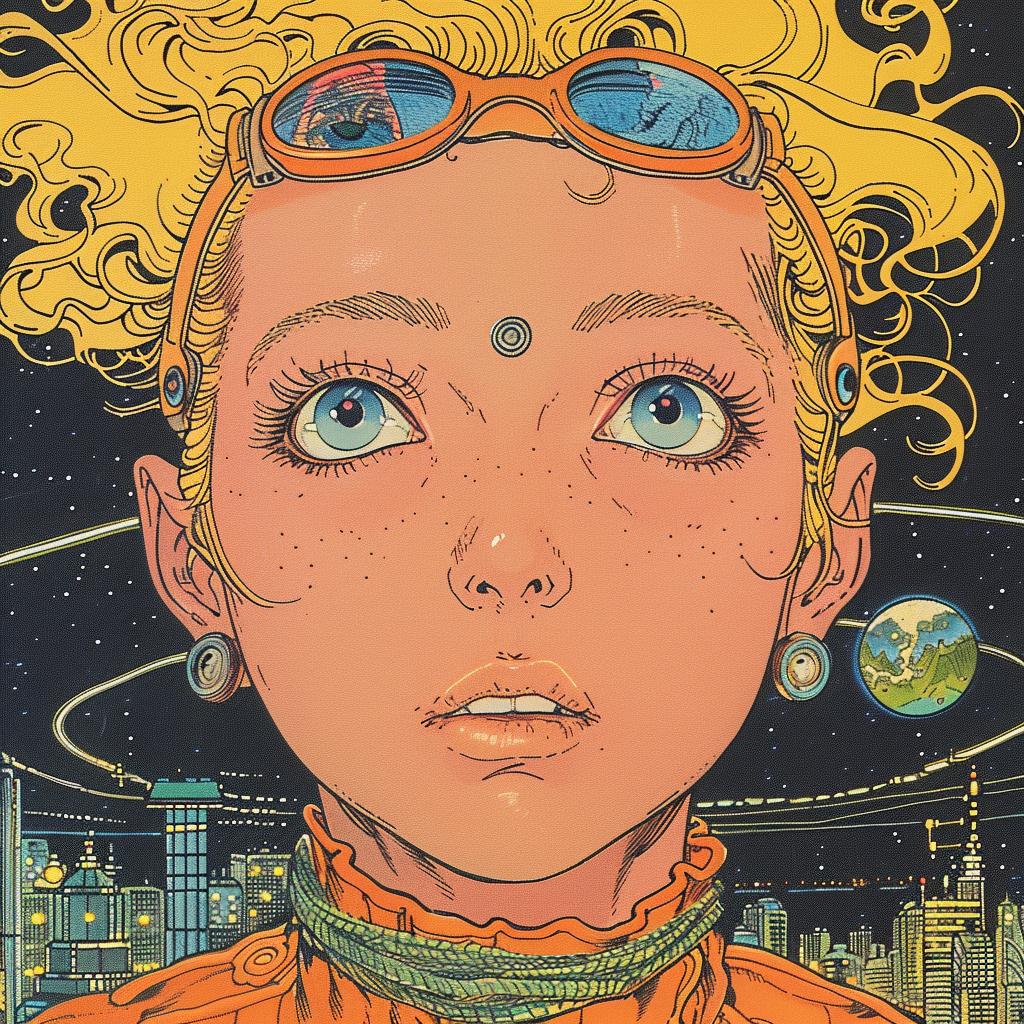 portrait  blonde  woman  three-eyes  city  urban  colorful  illustration  contemporary  stylized 971698
