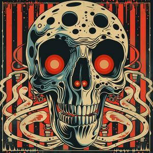 skull  poster  graphic  red  eyes  dark  symbolism  synthwave  minimal  stylized 1038945