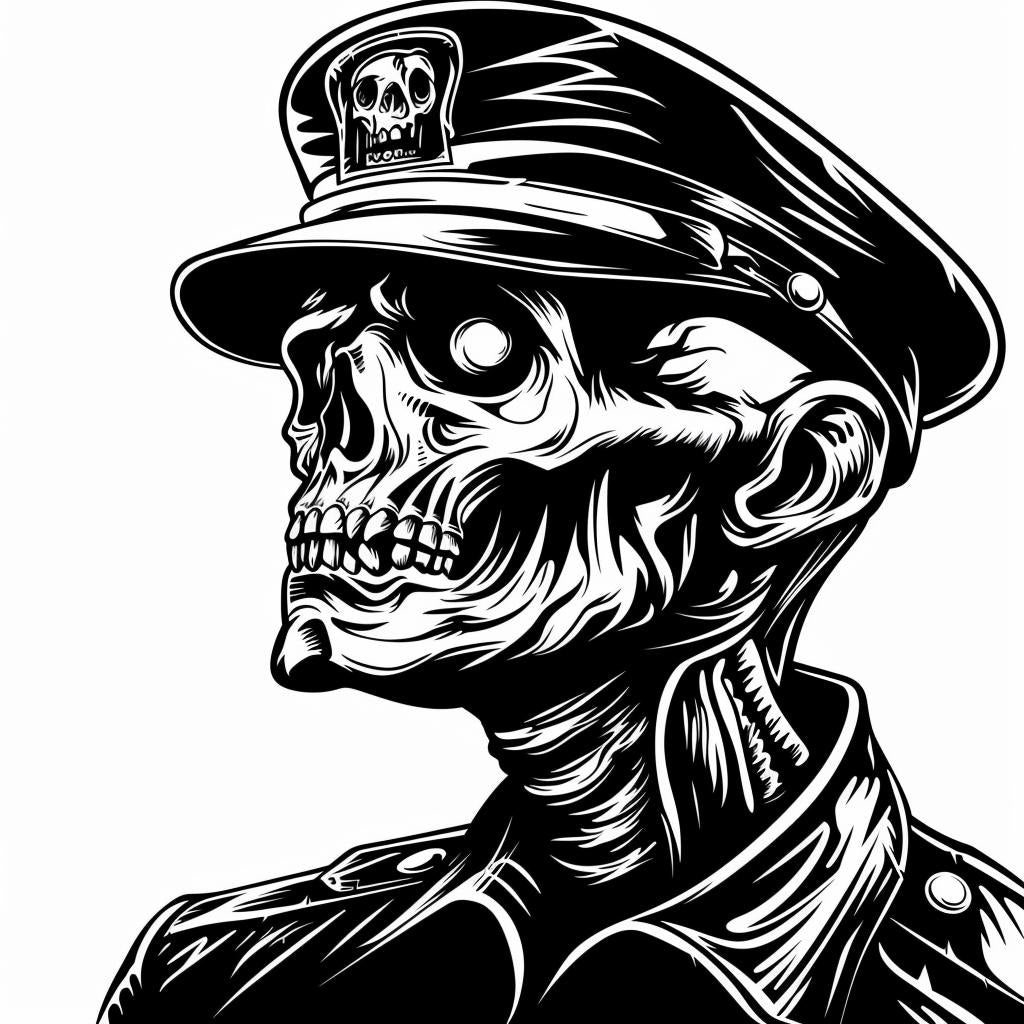 zombie  cop  silhouette  vintage  icon  emblem  police  uniform  black  white 951714