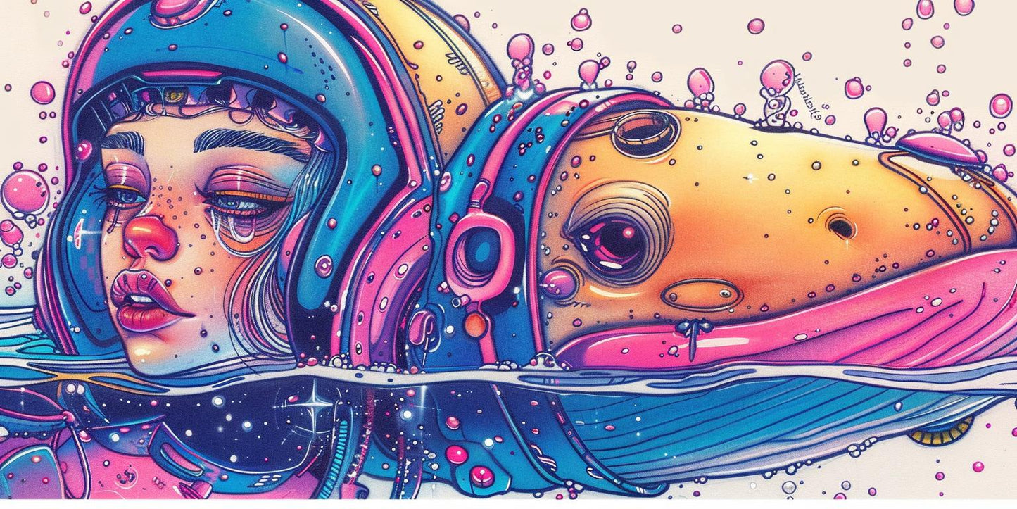 whale  underwater  ocean  fish  bubbles  colorful  drawing  marine  illustration  vibrant 940483