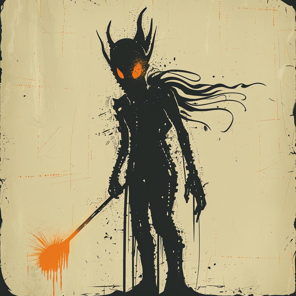 provocative  demon  torch  poster  vintage  art  mythical  dark  imagery  illustration 928652