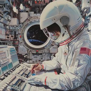 surreal  visualization  astronaut  space  computer  realistic  Hiroshi  spacecraft  engineer  work 1075350
